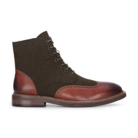 Clifford - Botines de piel brogue para hombre, color marrón caqui.