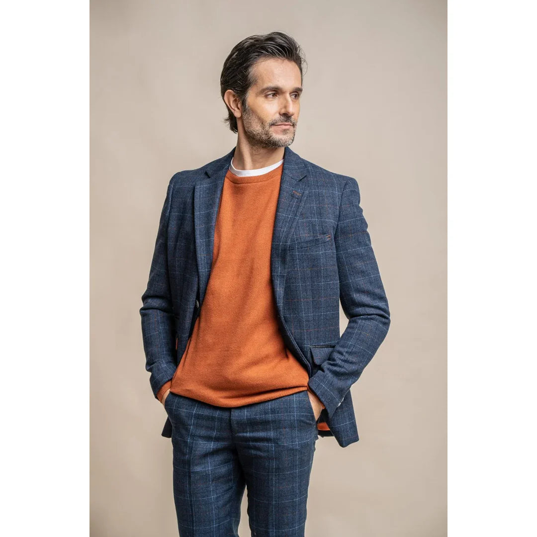 Cody - Blazer a cuadros azul marino para hombre