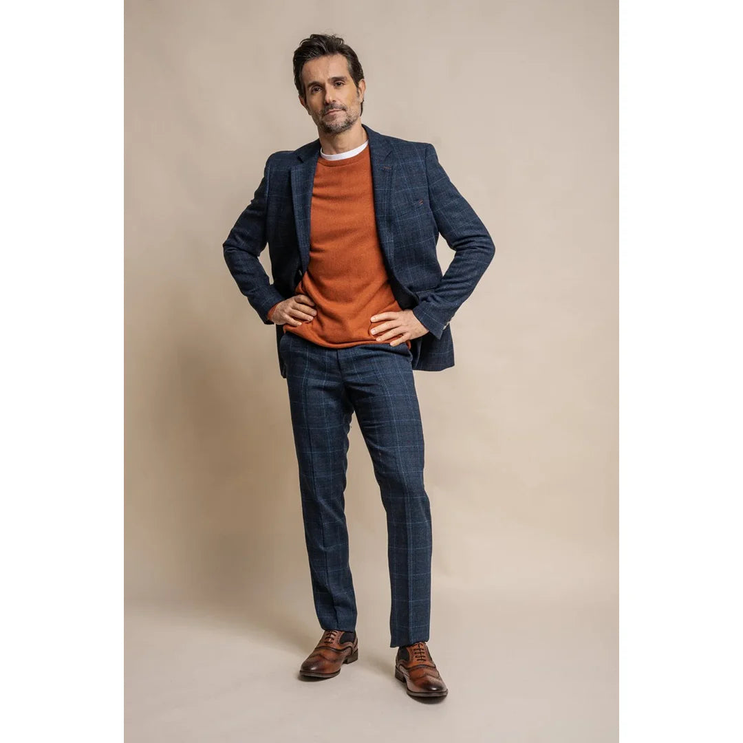 Cody - Blazer a cuadros azul marino para hombre