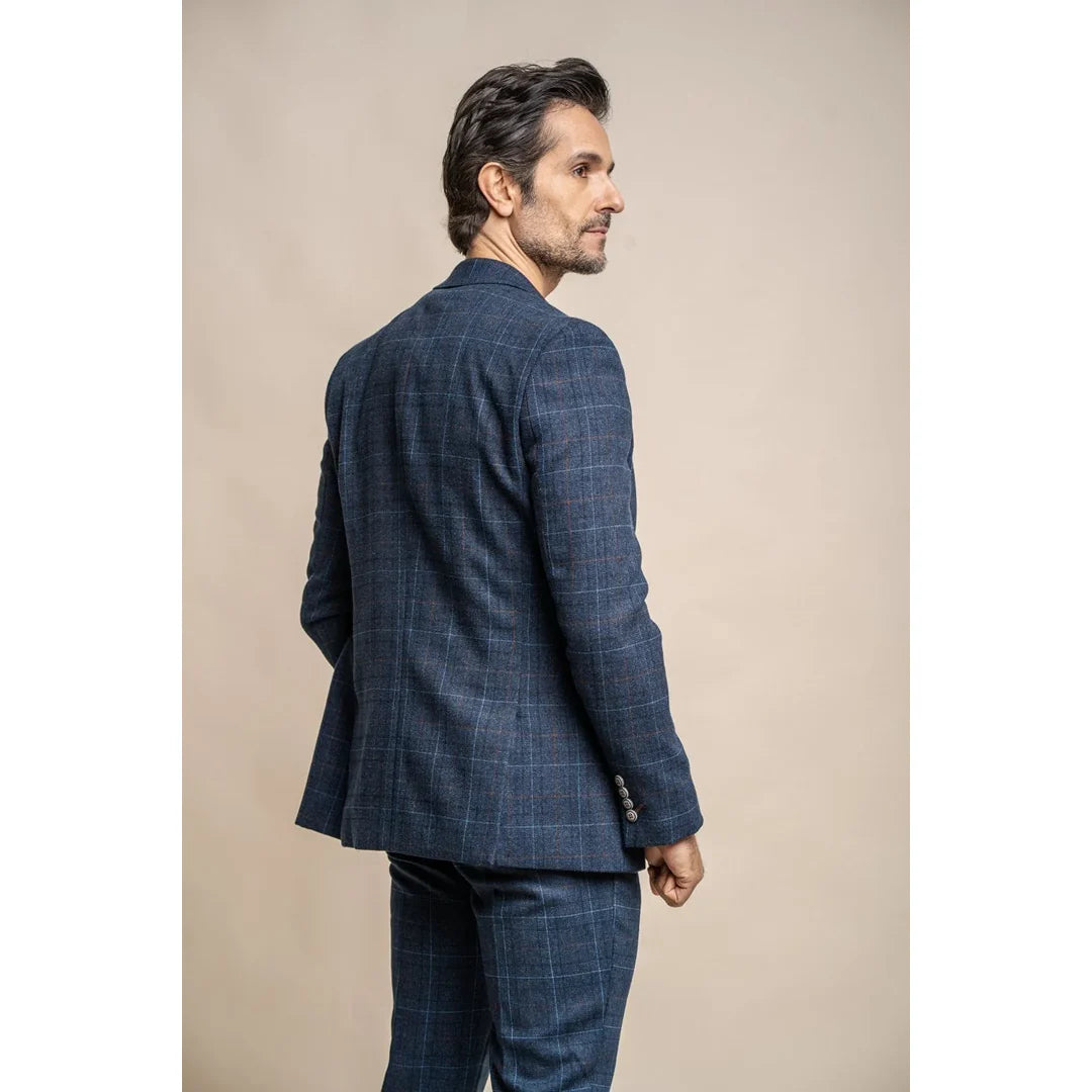 Cody - Blazer a cuadros azul marino para hombre
