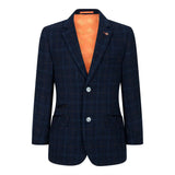 Traje azul de 3 piezas para niño, a cuadros azul marino, ideal para bodas, graduaciones y eventos formales de estilo vintage.
