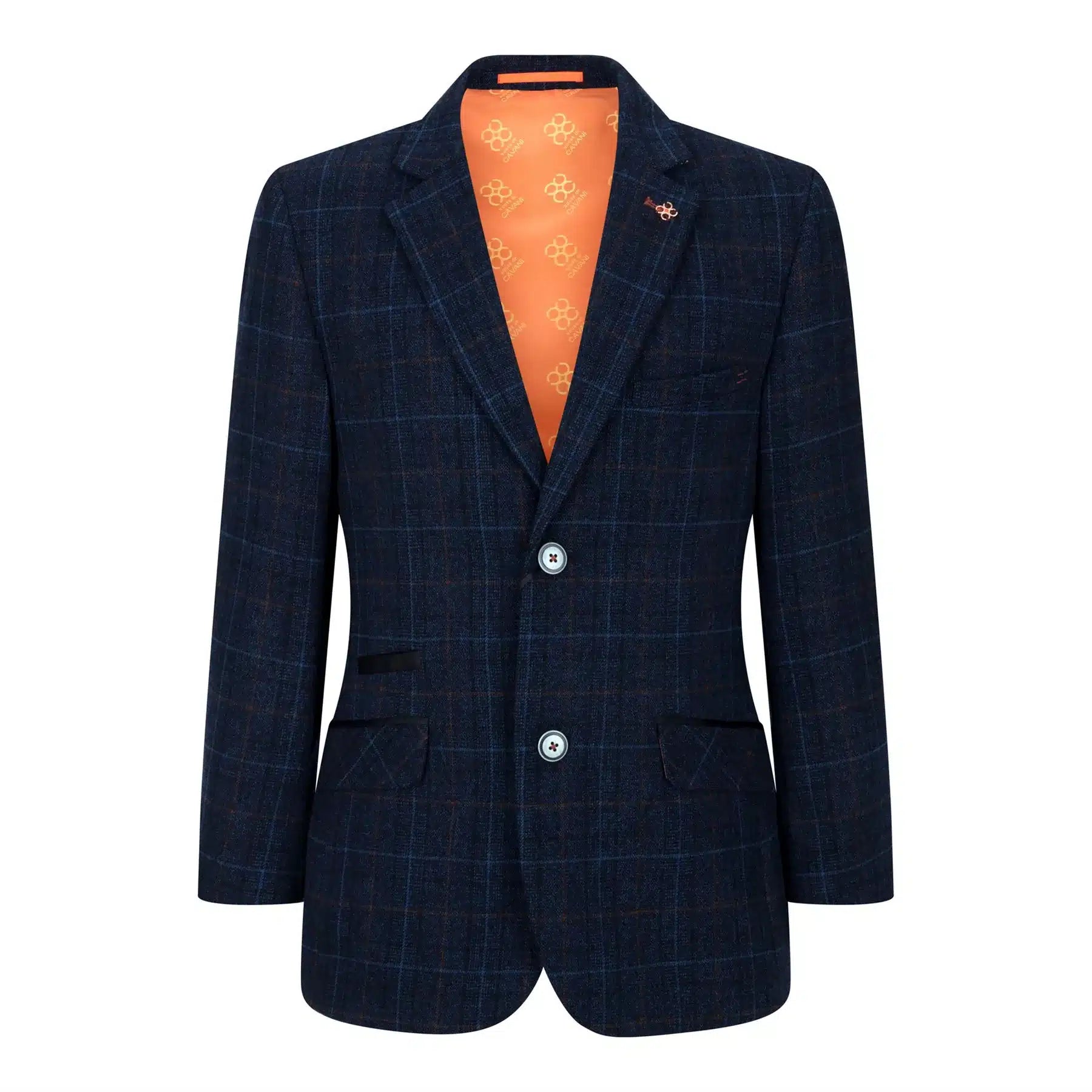Traje azul de 3 piezas para niño, a cuadros azul marino, ideal para bodas, graduaciones y eventos formales de estilo vintage.