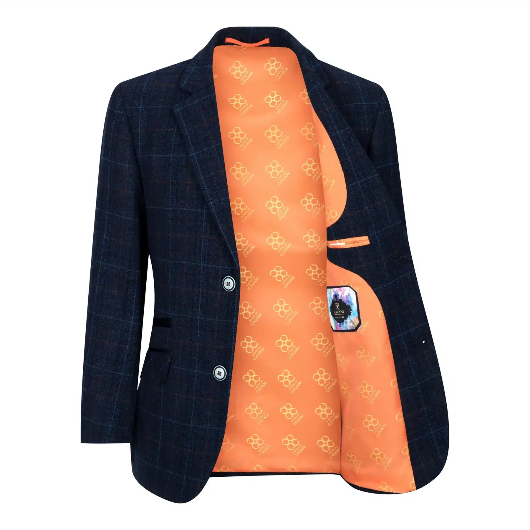 Traje azul de 3 piezas para niño, a cuadros azul marino, ideal para bodas, graduaciones y eventos formales de estilo vintage.