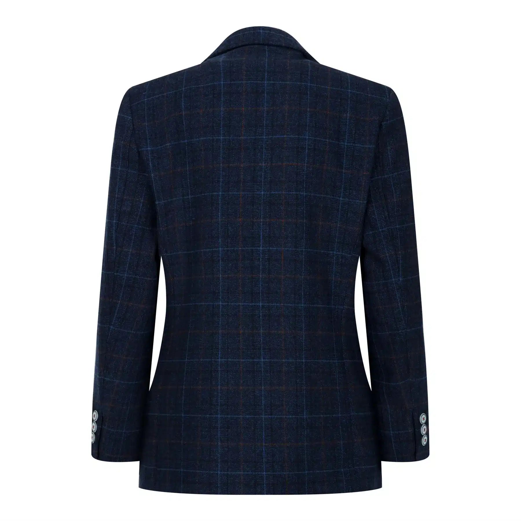 Traje azul de 3 piezas para niño, a cuadros azul marino, ideal para bodas, graduaciones y eventos formales de estilo vintage.