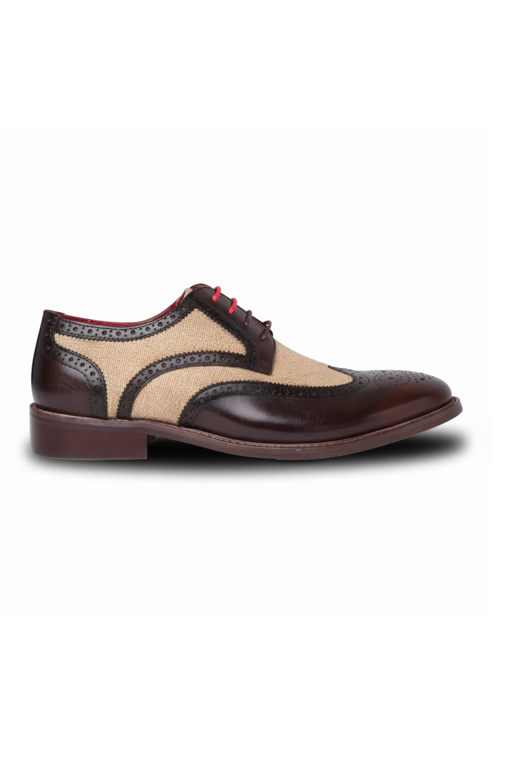 Zapatos brogue Cole para hombre con detalles de lona y cuero marrón
