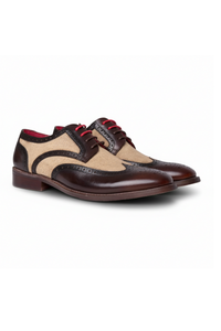 Zapatos brogue Cole para hombre con detalles de lona y cuero marrón