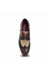 Zapatos brogue Cole para hombre con detalles de lona y cuero marrón