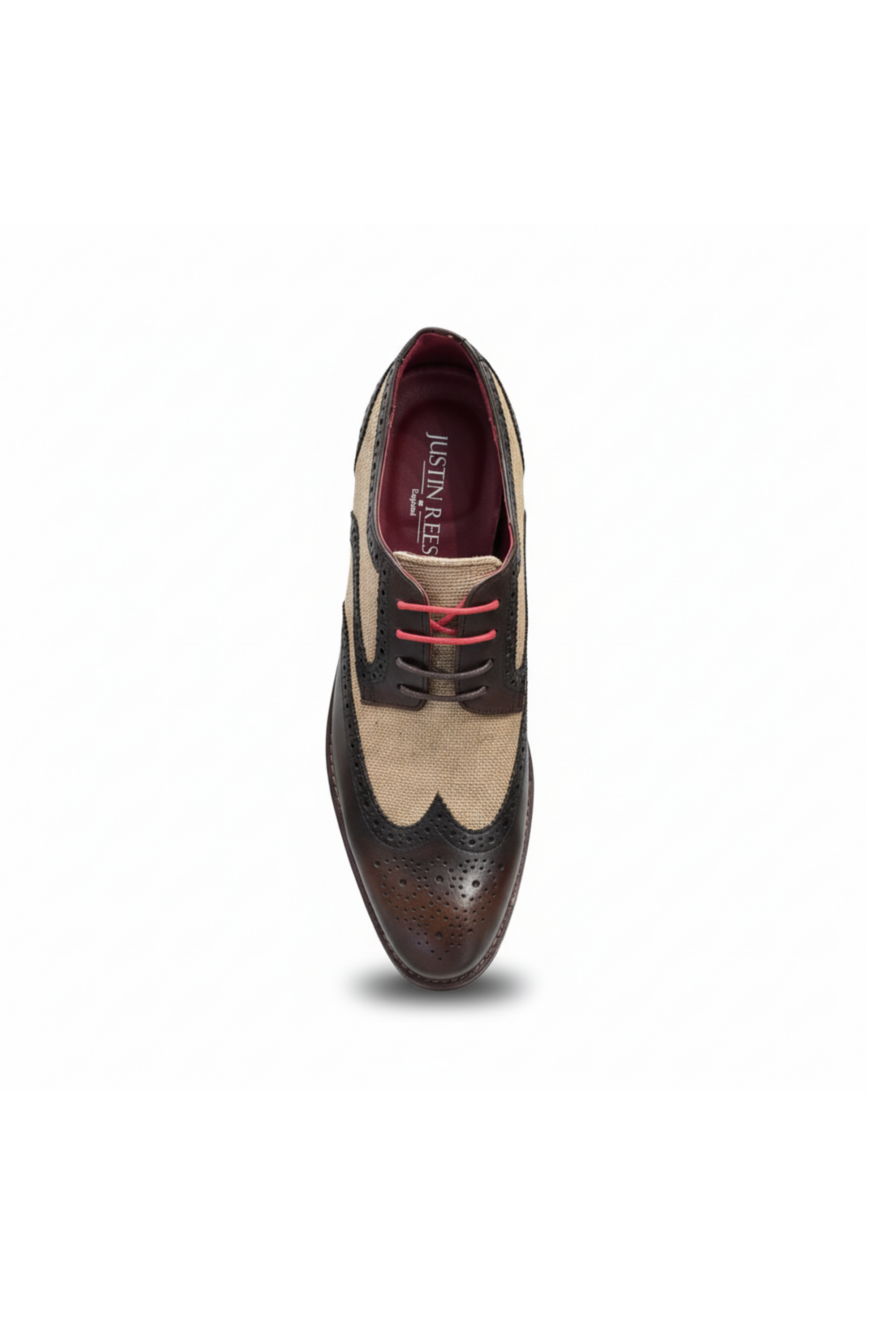Zapatos brogue Cole para hombre con detalles de lona y cuero marrón
