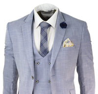 Traje de tres piezas azul claro para hombre