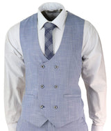 Traje de tres piezas azul claro para hombre
