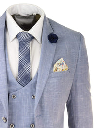 Traje de tres piezas azul claro para hombre