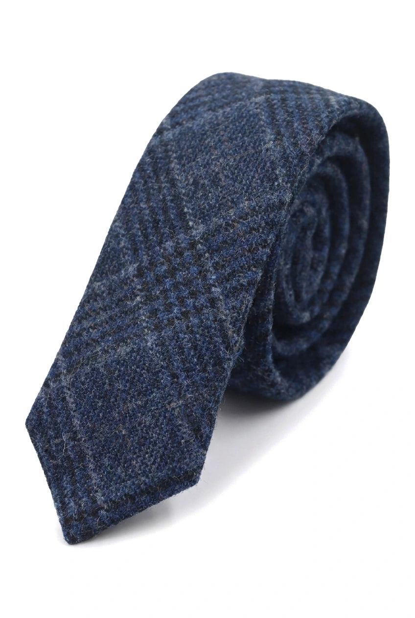 Comparar color Corbata de tweed para hombre con estampado de espiga Pañuelo de bolsillo a cuadros azul clásico