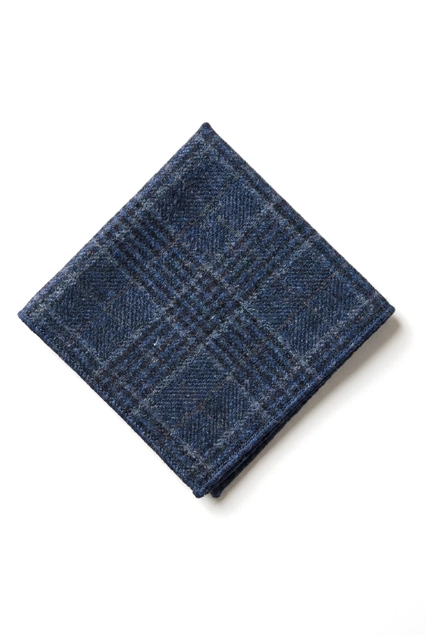 Comparar color Corbata de tweed para hombre con estampado de espiga Pañuelo de bolsillo a cuadros azul clásico
