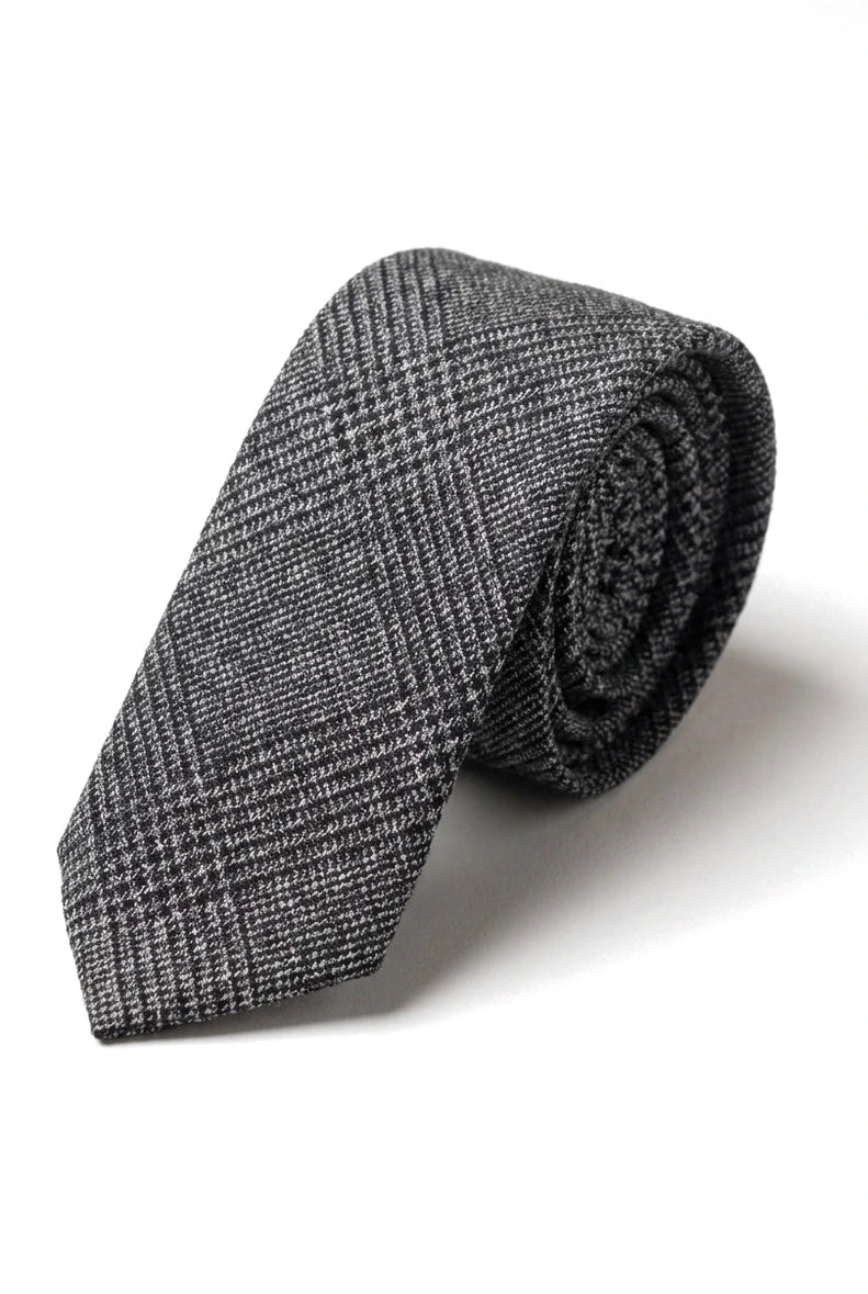 Comparar color Corbata de tweed para hombre con estampado de espiga Pañuelo de bolsillo a cuadros gris clásico