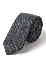 Comparar color Corbata de tweed gris con estampado de espiga para hombre Pañuelo de bolsillo a cuadros clásico