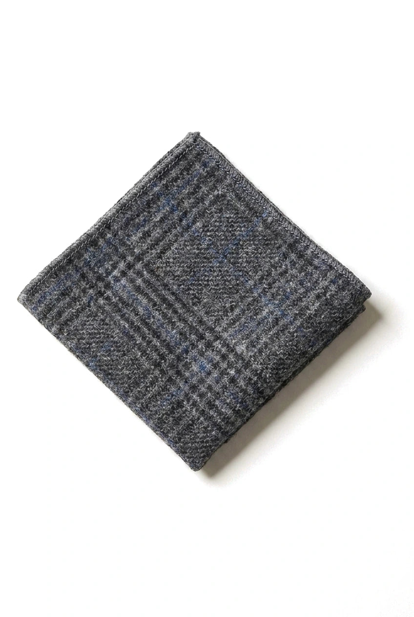 Comparar color Corbata de tweed gris con estampado de espiga para hombre Pañuelo de bolsillo a cuadros clásico