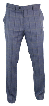 Cavani Connall - Pantalones clásicos de tweed a cuadros estilo vintage para hombre - Azul
