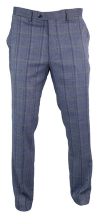 Cavani Connall - Pantalones clásicos de tweed a cuadros estilo vintage para hombre - Azul