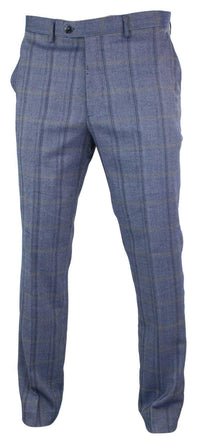 Cavani Connall - Pantalones clásicos de tweed a cuadros estilo vintage para hombre - Azul