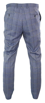 Cavani Connall - Pantalones clásicos de tweed a cuadros estilo vintage para hombre - Azul