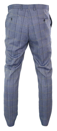Cavani Connall - Pantalones clásicos de tweed a cuadros estilo vintage para hombre - Azul