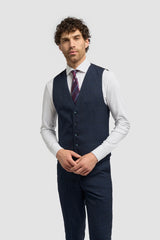 Cavani Connall - Traje vintage de cuadros azul marino para hombre