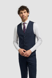 Cavani Connall - Traje vintage de cuadros azul marino para hombre