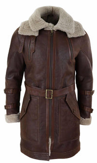 Chaqueta larga de piel de oveja de 3/4 para hombre