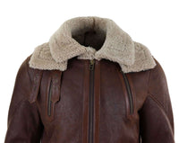 Chaqueta larga de piel de oveja de 3/4 para hombre