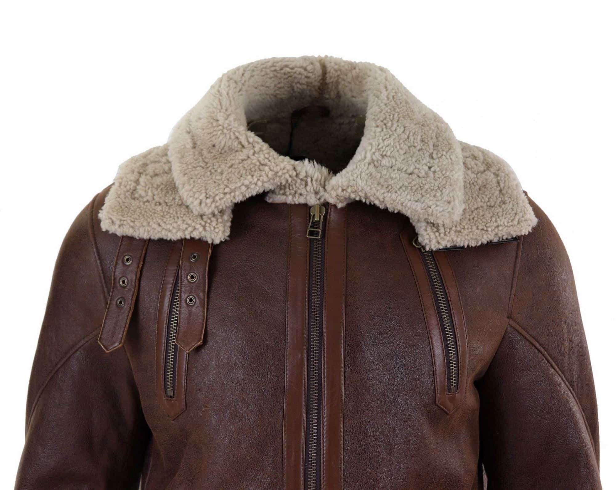Chaqueta larga de piel de oveja de 3/4 para hombre