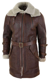 Chaqueta larga de piel de oveja de 3/4 para hombre