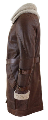 Chaqueta larga de piel de oveja de 3/4 para hombre