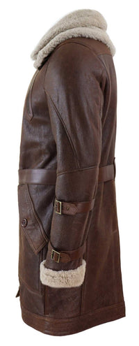 Chaqueta larga de piel de oveja de 3/4 para hombre