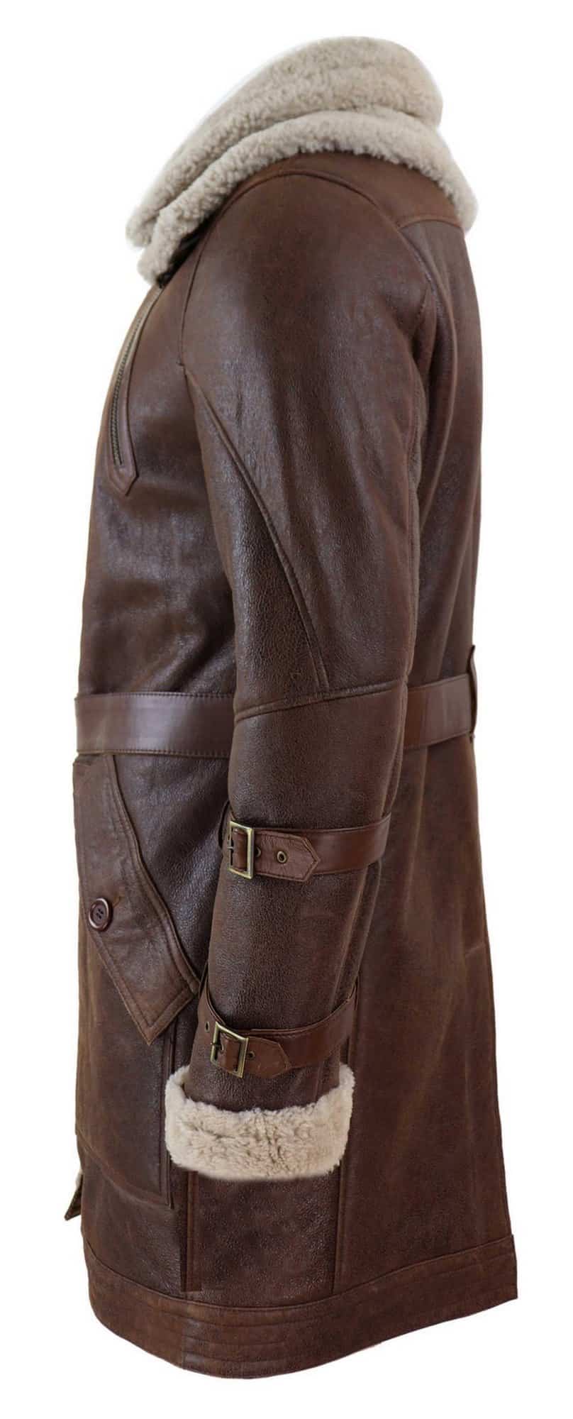 Chaqueta larga de piel de oveja de 3/4 para hombre
