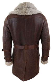 Chaqueta larga de piel de oveja de 3/4 para hombre