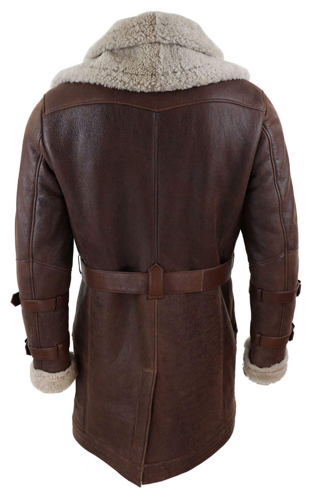 Chaqueta larga de piel de oveja de 3/4 para hombre