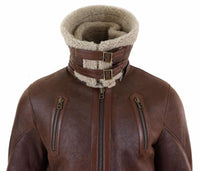 Chaqueta larga de piel de oveja de 3/4 para hombre