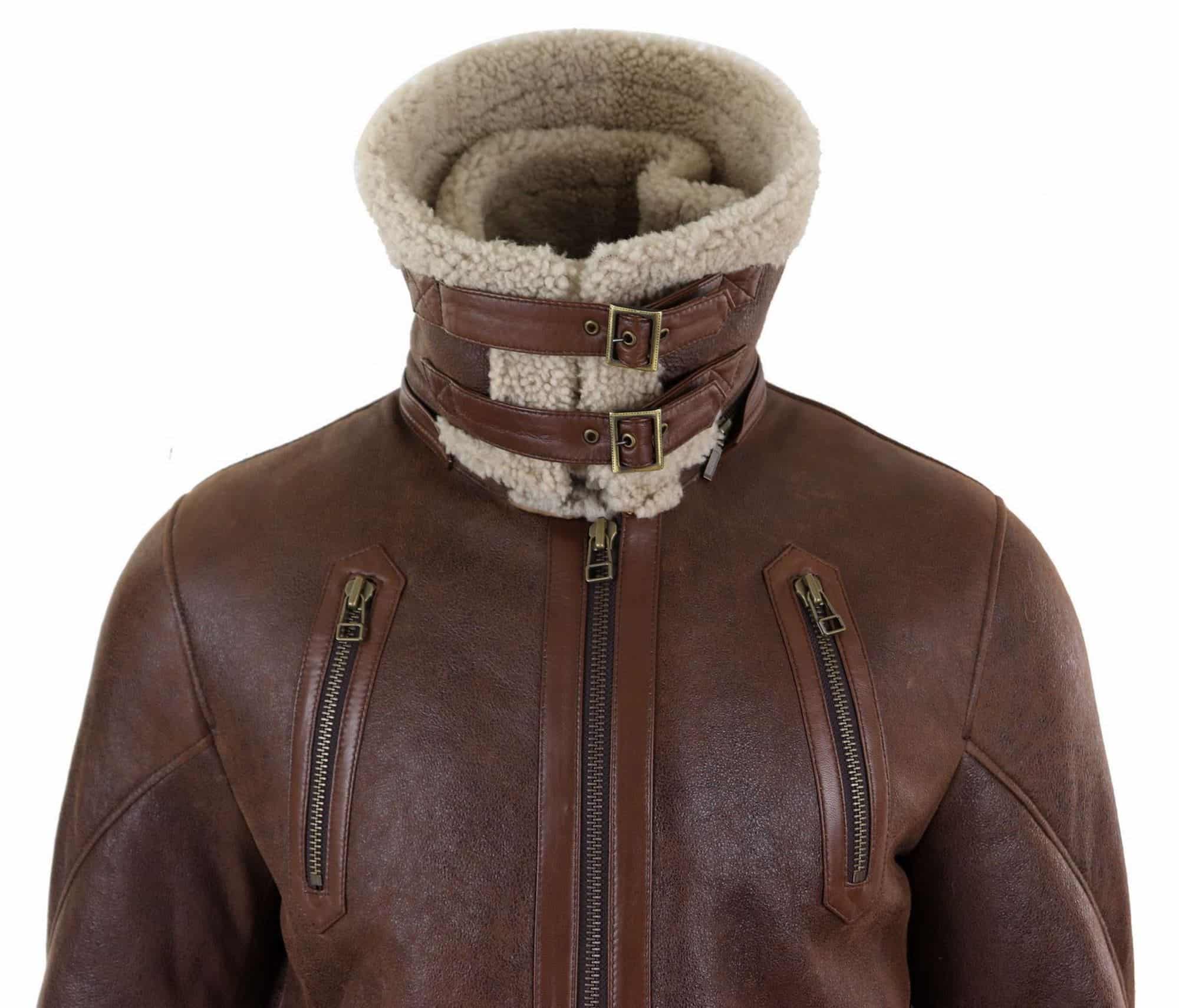 Chaqueta larga de piel de oveja de 3/4 para hombre