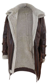 Chaqueta larga de piel de oveja de 3/4 para hombre