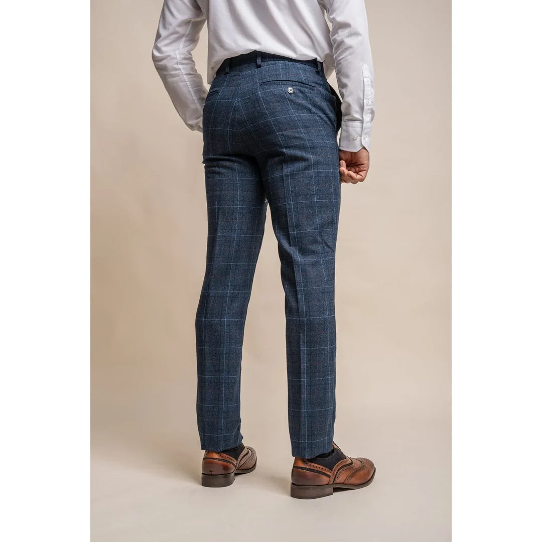 Cody - Pantalones de cuadros azul marino para hombre