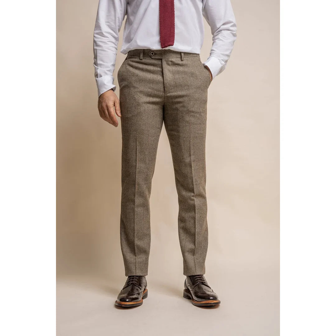 Gaston - Pantalones de tweed a cuadros color oliva para hombre