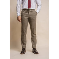 Gaston - Pantalones de tweed a cuadros color oliva para hombre