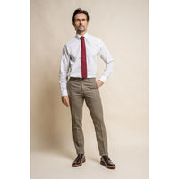 Gaston - Pantalones de tweed a cuadros color oliva para hombre