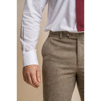 Gaston - Pantalones de tweed a cuadros color oliva para hombre
