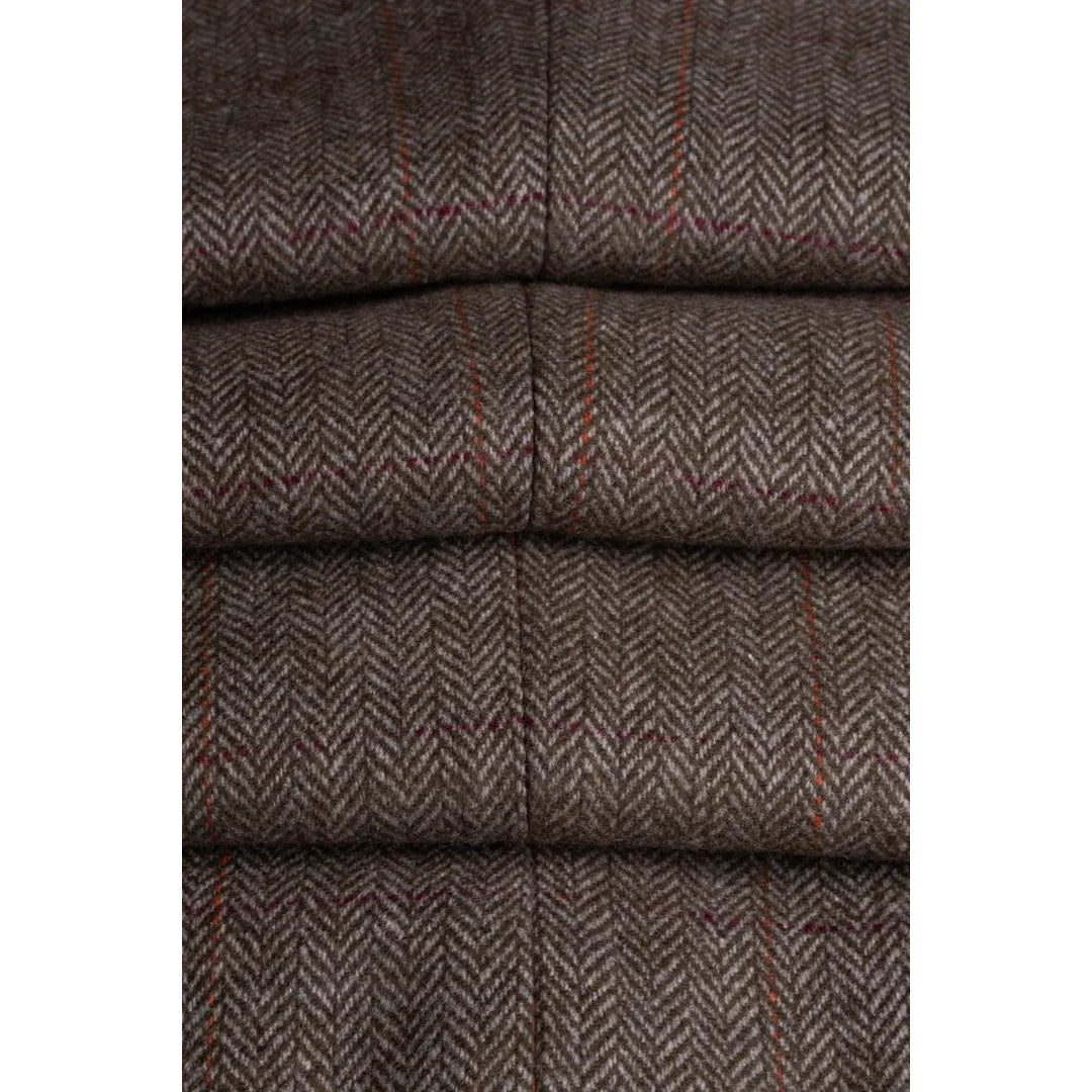 Gaston - Pantalones de tweed a cuadros color oliva para hombre