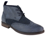 Botines de cuero y tweed con cordones para hombre
