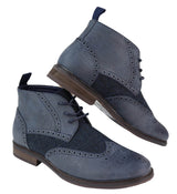 Botines de cuero y tweed con cordones para hombre