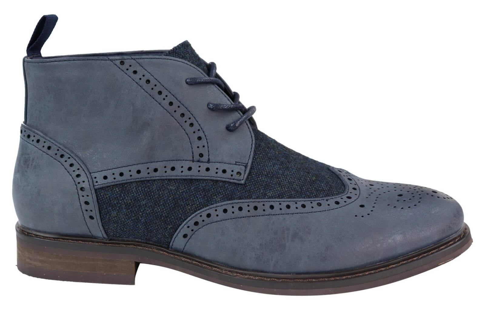 Botines de cuero y tweed con cordones para hombre