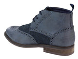 Botines de cuero y tweed con cordones para hombre