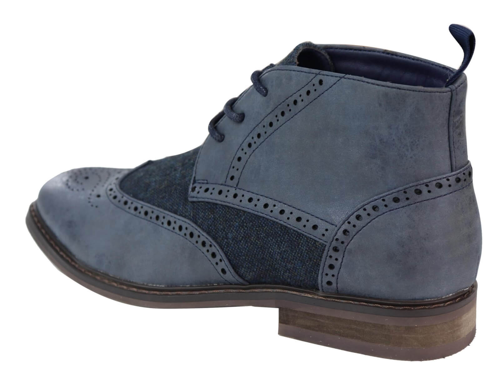 Botines de cuero y tweed con cordones para hombre